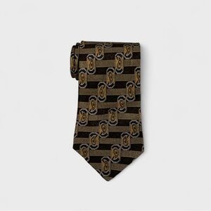 Vintage Christian Dior Monsieur Paisley Medallion Silk Tie In Brown / Tan